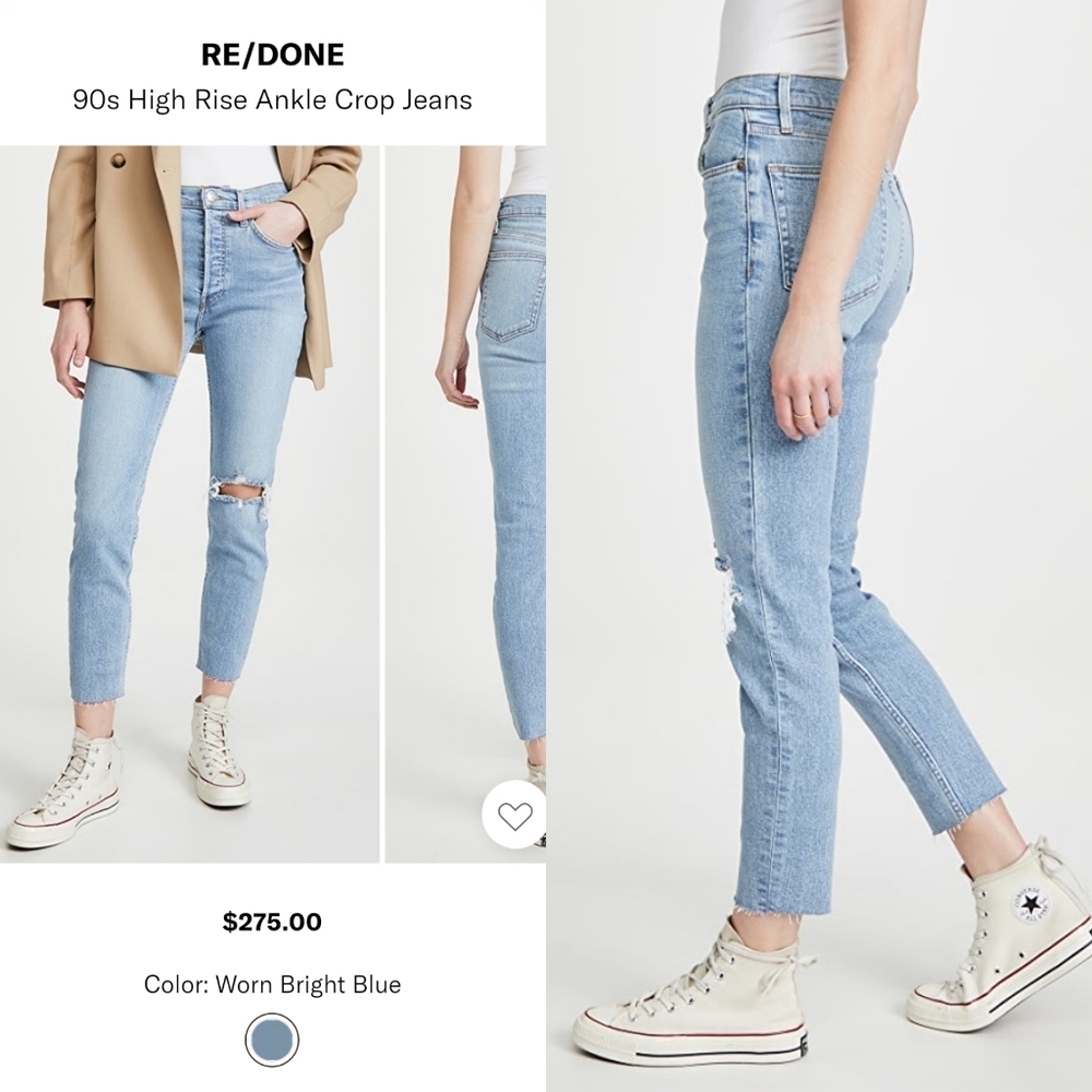 NWT Re/Done 90s High Rise Distressed Ankle Jeans - Picture 3 of 14